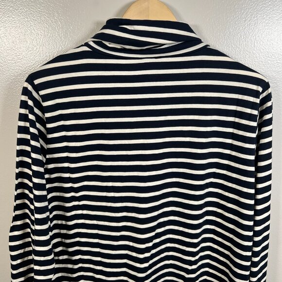 Kule Turtleneck Dress Size Large Navy Stripes Cotton Casual Work Preppy - Picture 7 of 10